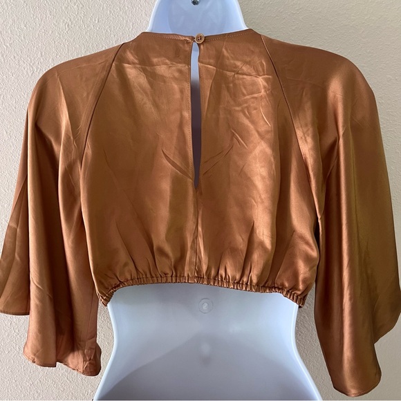 Reformation Noemi Cutout Silk Midi Dress Sz 0 Butterscotch Cocktail Wedding - Picture 7 of 16